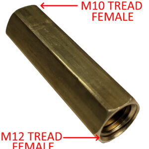 M12 to M10 Female to Female Connector for Sonde to Rodder. Brass